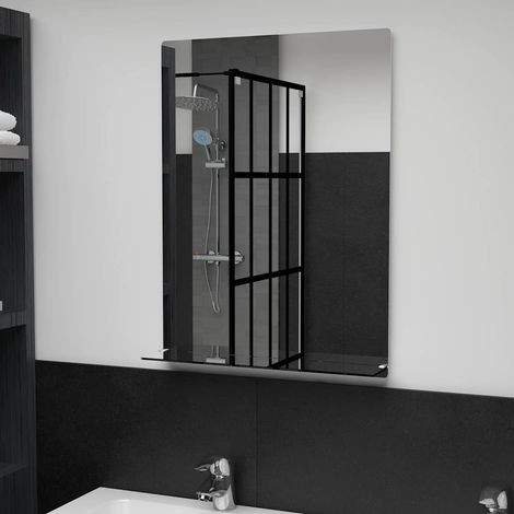 Miroir mural avec étagère Moderne - Miroir de Maquillage - pour Salon, Chambre, Salle de Bain - 50x70 cm Verre trempé Chic-481488 (1/4)