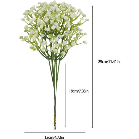 Fleurs Artificielles Gypsophile - 29 x 12 cm - Décoration Intérieure Extérieure pour Mariages, Maisons, Hôtels - Lot de 6 (1/4)