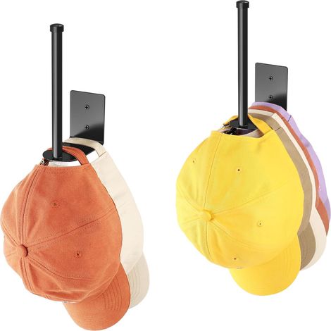 Lot de 2 crochets de rangement pour chapeaux en acier inoxydable à forte adhérence pour portes et chambres (noir) (1/4)