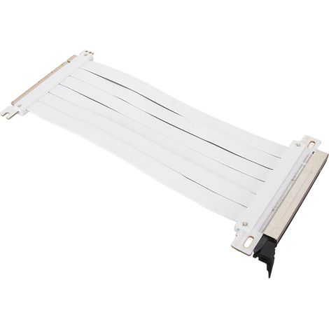 Câble d'extension PCIe 3.0 X16 flexible 60cm, blindé renforcé pour carte graphique, angle 180°, couleur blanc (1/5)