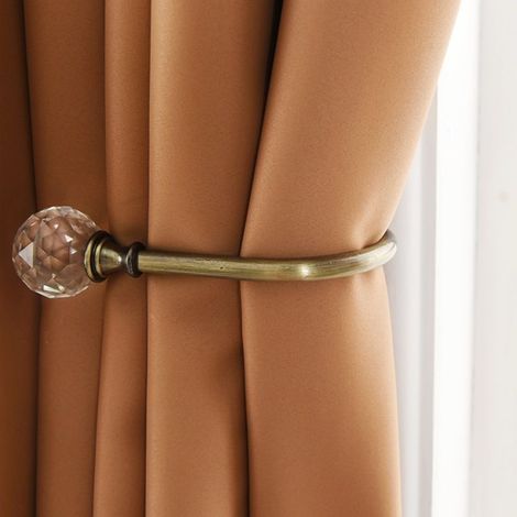 Embrasses à Rideaux Crochets Murals U Métal Curtain Tiebacks, Rideau Metallique -2 Pack (Bronze) (1/3)