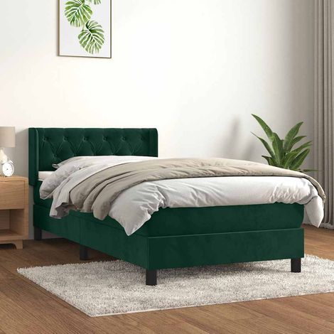 Boxspringbett mit Matratze Dunkelgrün 90x200 cm Samt (1/5)