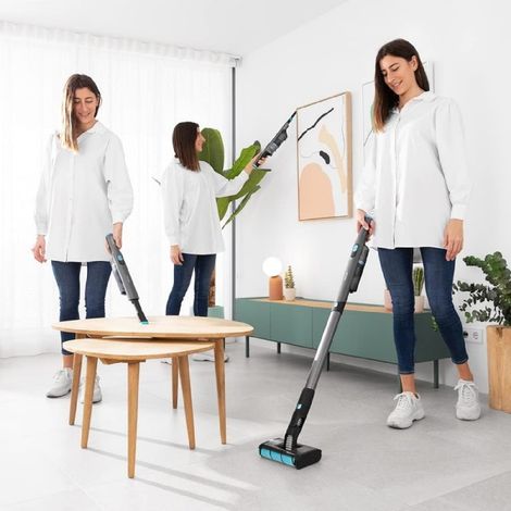 Cecotec Aspirador Vertical sin Cable Ultraligero Scoba 2100 Twice MAX. 210 W y 20 kPa, Motor Digital Brusless, Autonomía 45 mins, Cabezal Motorizado Omnidireccional con Doble Cepillo, 3 Accesorios