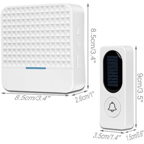 LaBlanc - Sonnette sans fil Sonnette solaire électronique sans fil, blanche 8,5 8,5 2,6 cm, 9 3,5 1,5 cm