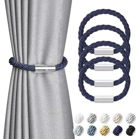 Lot de 4 mini attaches magnétiques pour rideaux, style moderne et simple (gris) (1/5)