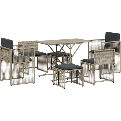Maison Exclusive - Set comedor jardín 7 pzas y cojines ratán sint (1/5)