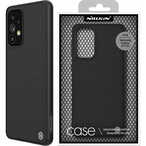 Custodia testurizzata Nillkin, resistente e rinforzata con cornice in gel e retro in nylon, per Samsung Galaxy A73, colore nero. (1/5)