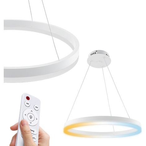 Suspension LED ronde Harvey 70W blanche dimmable avec télécommande 3CCT HOROZ Electric (1/5)
