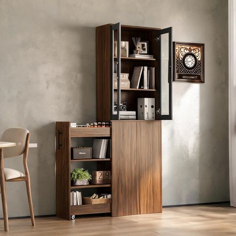 Buffet coloris noir Natural en MDF 60 x 30 x 180 cm (1/5)