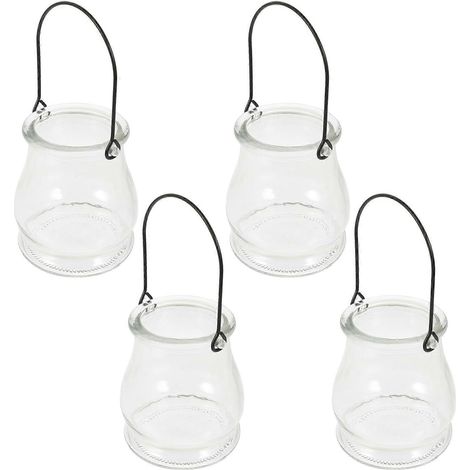 Ensemble de 4 bougeoirs en verre compatibles avec les vases hydroponiques pour l'arrosage et la culture hydroponique. (1/5)