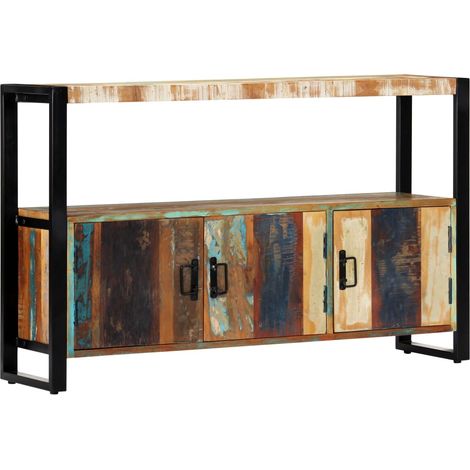 Vidaxl – Buffet en bois de récupération 120x30x75 cm – 3 portes et 1 étagère – Style vintage industriel – Surface stable et sécurisée (1/5)