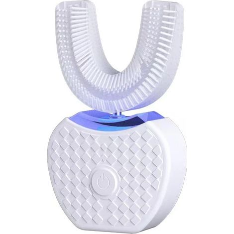 (Blanc) Brosse à dents électrique ultrasonique en forme de U, rechargeable, à balayage électrique, rotative et intelligente. (1/5)