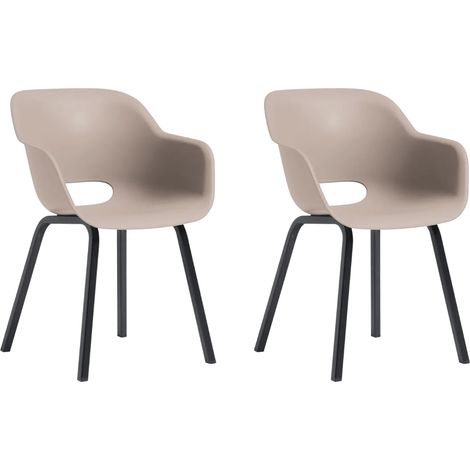 Keter Noa Gartenstuhl - 2 Stück - 55x56,5x80cm - Metallgestell - Beige (1/5)
