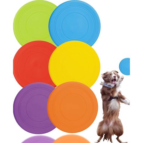Disque Volant En Silicone - 7 Pouces - Assortiment De 6 Couleurs - Pour Chiens - Lot De 6 (1/5)