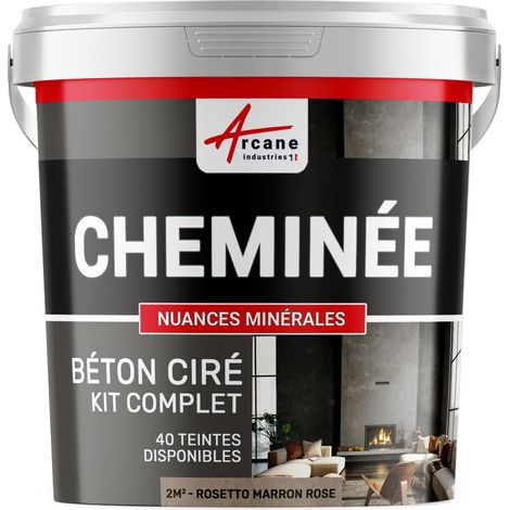 Béton ciré cheminée, kit avec primaire et vernis - 2 m² (en 2 couches) Rosetto Marron Rose - ARCANE INDUSTRIES
