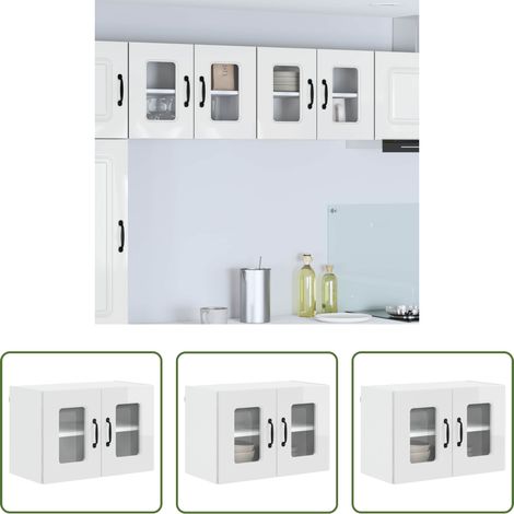 Holzschrank - Küchenschrank Kalmar Hochglanz Weiß 60 x 31 x 40 cm (1/5)