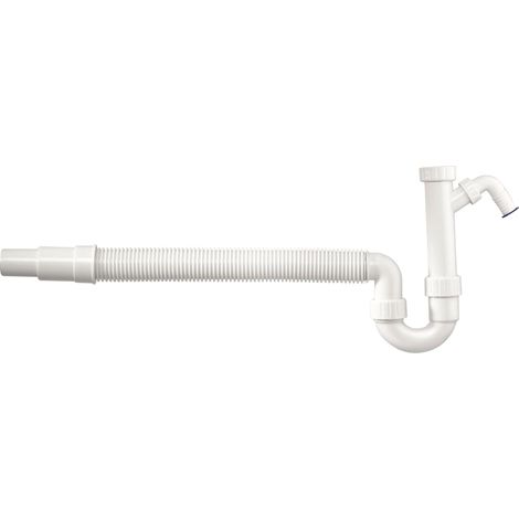 SCHÜTTE Siphon d'évier en plastique blanc, connexion 1 ½', connexion flexible Ø 40/50mm