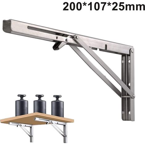 Robuste, klappbare Edelstahl-Regalhalterungen zur Wandmontage, ideal für Werkbänke oder "f-AquaForge"-Projekte.
