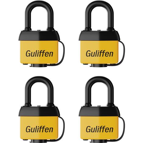 Lot de 4 cadenas laminés résistants aux intempéries avec clé pour portail, abri de jardin, remorque, rangement, chaîne (1/5)