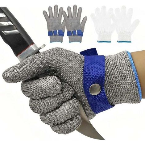 Guanti antitaglio, guanti da macellaio in acciaio, XU, acciaio inossidabile 316L, protezione di livello 9, guanto da lavoro XS (un guanto) - KZQ (1/4)