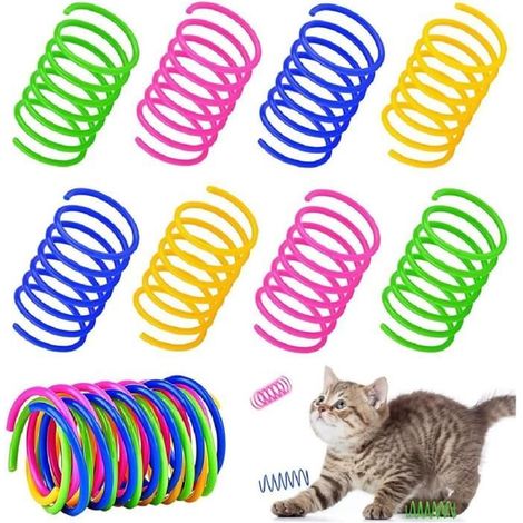 12Pcs Jouets de Printemps pour Chats, Coloré Jouet Ressorts Chat, Jouets de Ressorts en Spirale en Plastique Interactif Chat (1/4)
