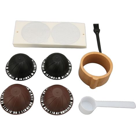 Kit de recharge pour capsules de café : 4 coques, 100 opercules aluminium, cuillère, pinceau et support, nécessaire d'étanchéité pour café. (1/5)