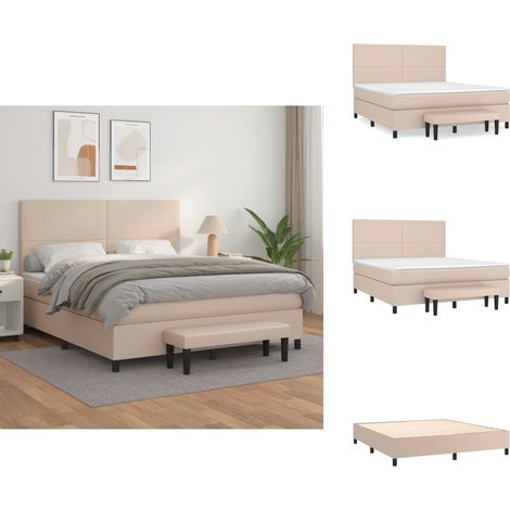 Boxspringbett Matratze Cappuccino-Braun 180x200 cm Kunstleder - Boxspringbett - Boxspringbetten - Bett - Schlafzimmermöbel (1/5)