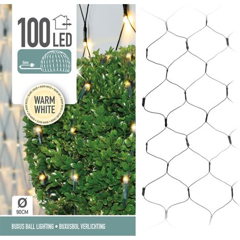 LED Lichterkette für Buchsbaum Kugel mit 100 LED - Ø 90cm - Buchskugel Deko Lichternetz