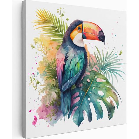 Tableau toile Enfants Carré - Toucan Tropical - 20x20 cm (1/2)