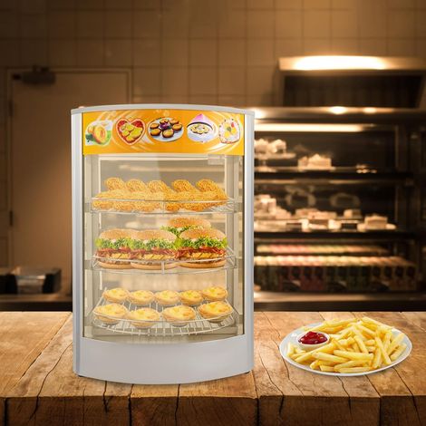 Armoire chauffante pour aliments, 800 W, plage de température (30-85 ℃), chauffe-plats à 3 étages avec éclairage pour restauration, boulangerie, café, restauration rapide, stands de repas (1/5)