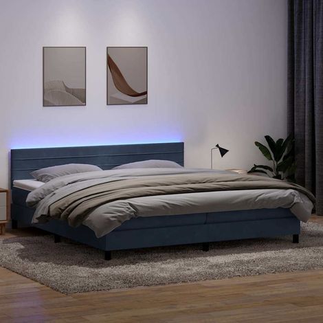 Boxspringbett mit Matratze & LED Dunkelgrau 180x210 cm Samt