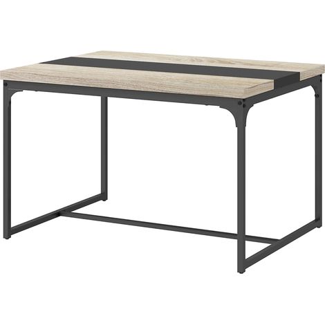 Table salle manger 6 personnes style industriel métal noir bois 120x89x75,5 cm (1/5)