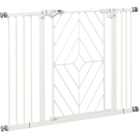 Treppenschutzgitter Hunde automatische Tür bohrfrei Absperrgitter 74-100cm Weiß
On-Site