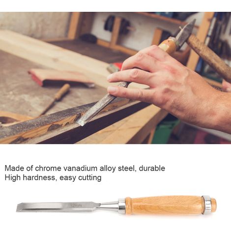 Ciseau à bois manche en bois lime acier outil professionnel menuiserie CrV 12 mm pour travail du bois (1/5)