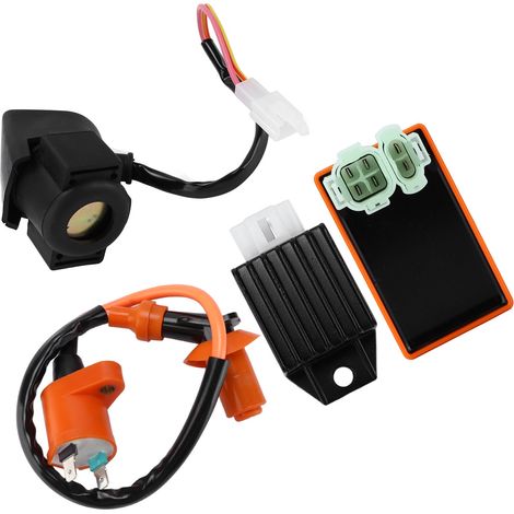 Module CDI 6 broches, bobine d'allumage, redresseur 4 broches, relais de démarreur, solénoïde pour quad 4 temps 50cc, 70cc, 90cc, 110cc et 125cc (1/5)