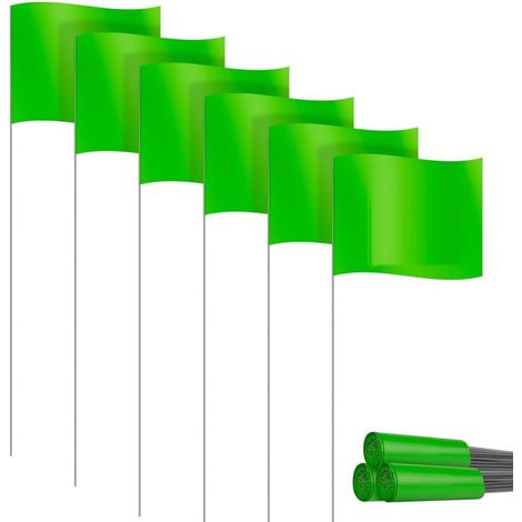 Lot de 30 fanions de balisage pour pelouse, petits fanions en PVC, résistants, faciles à utiliser, verts. (1/5)