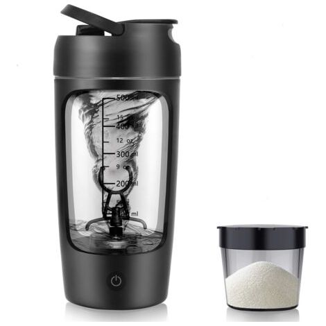 Ce shaker à protéines électrique est fabriqué en Tritan, est sans BPA, étanche, possède un moteur silencieux, une longue durée de vie de la batterie, est facile à nettoyer, a une capacité de 650 ml (1/5)
