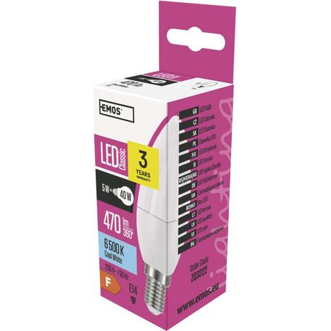 LED-Lampe Classic Kerzenform E14 kaltweiß 5 W (1/5)