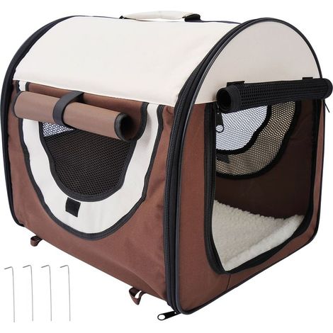 Sac de transport pour chien caisse de transport pliable pour chien respirant avec coussin d\'agneau amovible 61 x 46 x 51 cm (1/5)