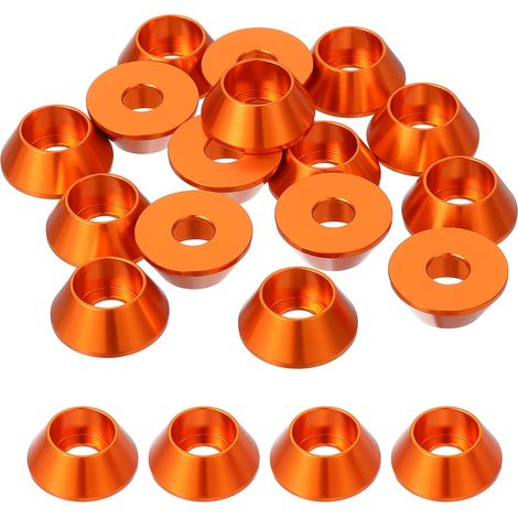 30 Pièces Rondelles à Tête Fraisée, Rondelles de Tasse M6 x 18 mm, Rondelle Fraisée, Rondelle Boulon En Aluminium Pour vis à tête, tige filetée, Accessoires Mécaniques, Orange (1/5)