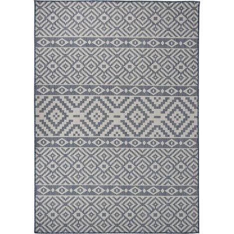 Outdoor Rug Blue and White 100% Polypropylene 140 x 200 cm vidaXL
