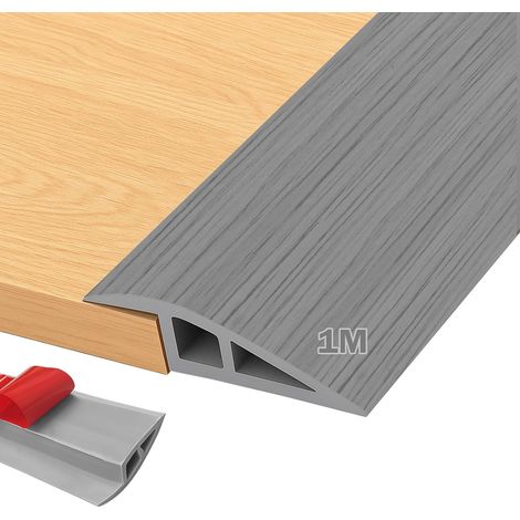 Profilé de transition autocollant 1 m x 5 cm, en PVC, barre de transition, sol, rampe de seuil, rail de transition autocollant, sol et tapis, stratifié, barre de transition pour parquets, seuils (1/5)