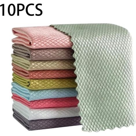 Essuie-mains, Chiffon spécial en écailles de Poisson pour Le Nettoyage du Verre, Chiffon de Nettoyage pour Le ménage, 10pcs (1/4)