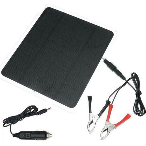 Chargeur Solaire - 5 W - 12 V - Pour Voiture Bateau Caméra - Noir (1/4)