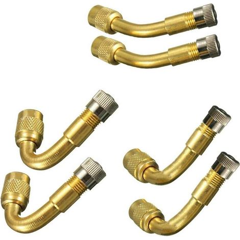 Lot de 6 rallonges de valve de pneu - Adaptateur de tige de valve 45/90/135 degrés pour voiture, moto, vélo, camion (1/3)