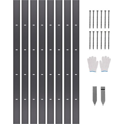 Bordure de Jardin en Alliage d'Aluminium, Lot de 8, Bordures Paysagères Pliables en Métal, 1830 x 101 mm, Résistante à la Rouille, Installation Simple, pour Séparateur de Chemin de Cour, Pelouse (1/5)