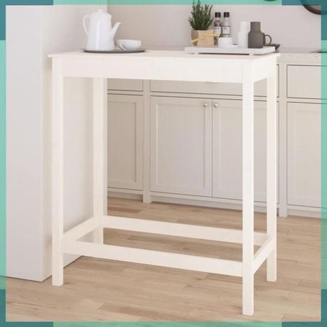 833266 Table de bar blanc 100x50x110 cm bois massif de pin (1/5)