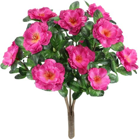 Bouquet d'azalées artificielles en Soie - Fleurs décoratives - Petit Bouquet de Fleurs pour Mariage, Maison, décoration de Table - Rose (1/4)