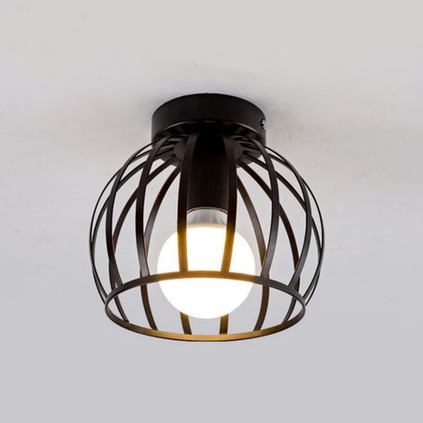 Retro Industrial Ceiling Lamp Black Pendant Light Metal Cage Hanging Light for Island Bar Cafe