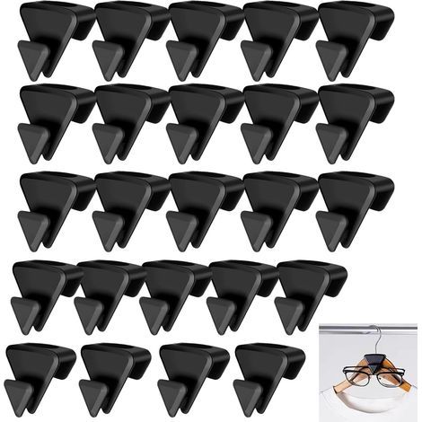 CSPARKV Lot de 24 Crochets triangulaires pour cintres, cintres en Cascade, Crochets de Connexion pour cintres Peu encombrants pour cintres, Gain de Place dans Un Placard (Noir) (1/5)